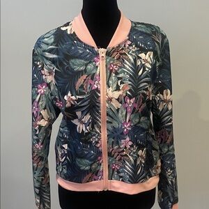 Floral lightweight Bomber Jacket tropical vibes medium new